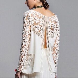 ALEXIS Zuzana Silk Lace Top in ivory size S